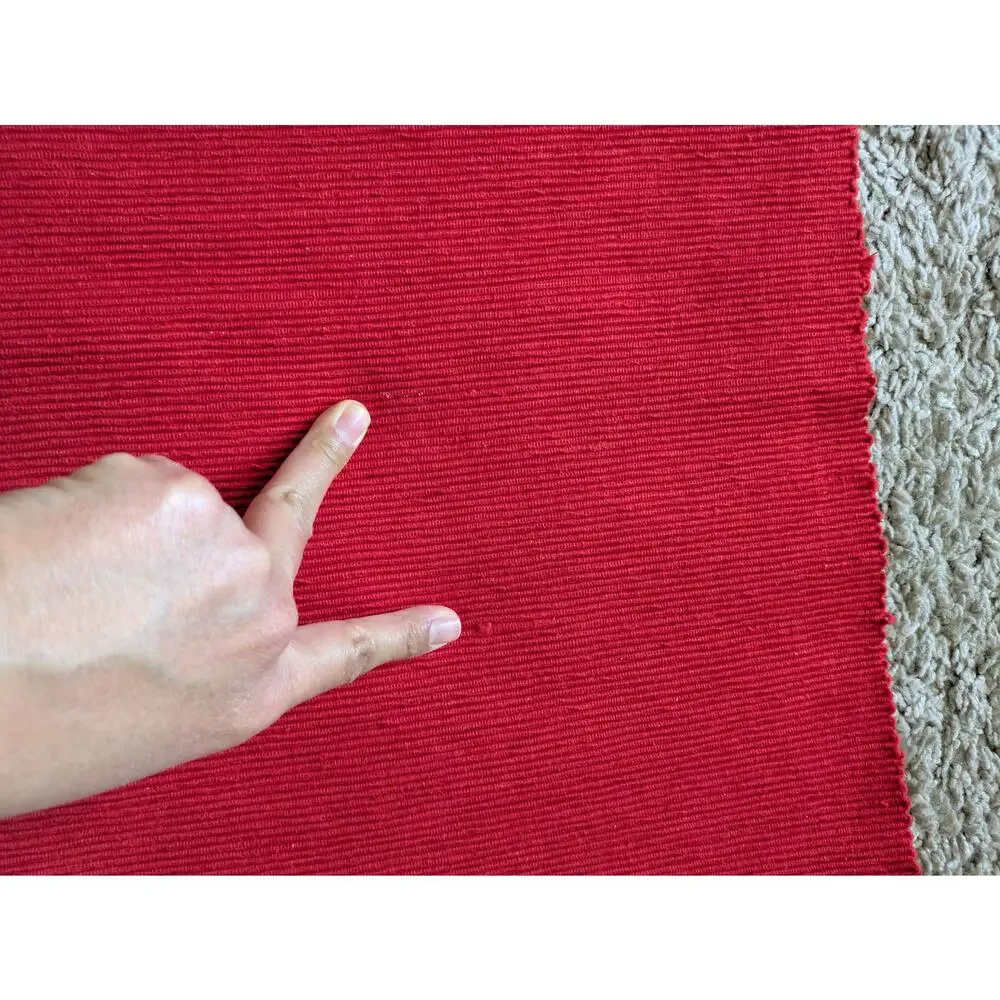 4 NWT Threshold Placemat Machine Washable 14X19in Cotton Red Metallic Christmas